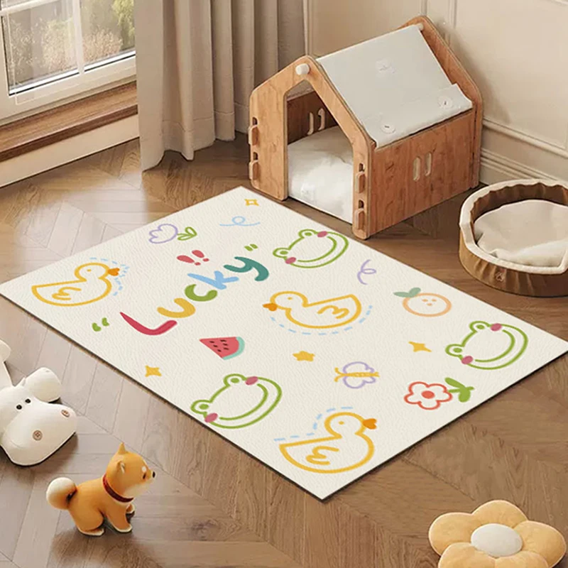 Cute Creative Art Rug Refreshing Kitchen Mat Waterproof-Oil Resistant PVC Eco-Friendly Faux Leather Mats Balcony Rug Pet Cushion