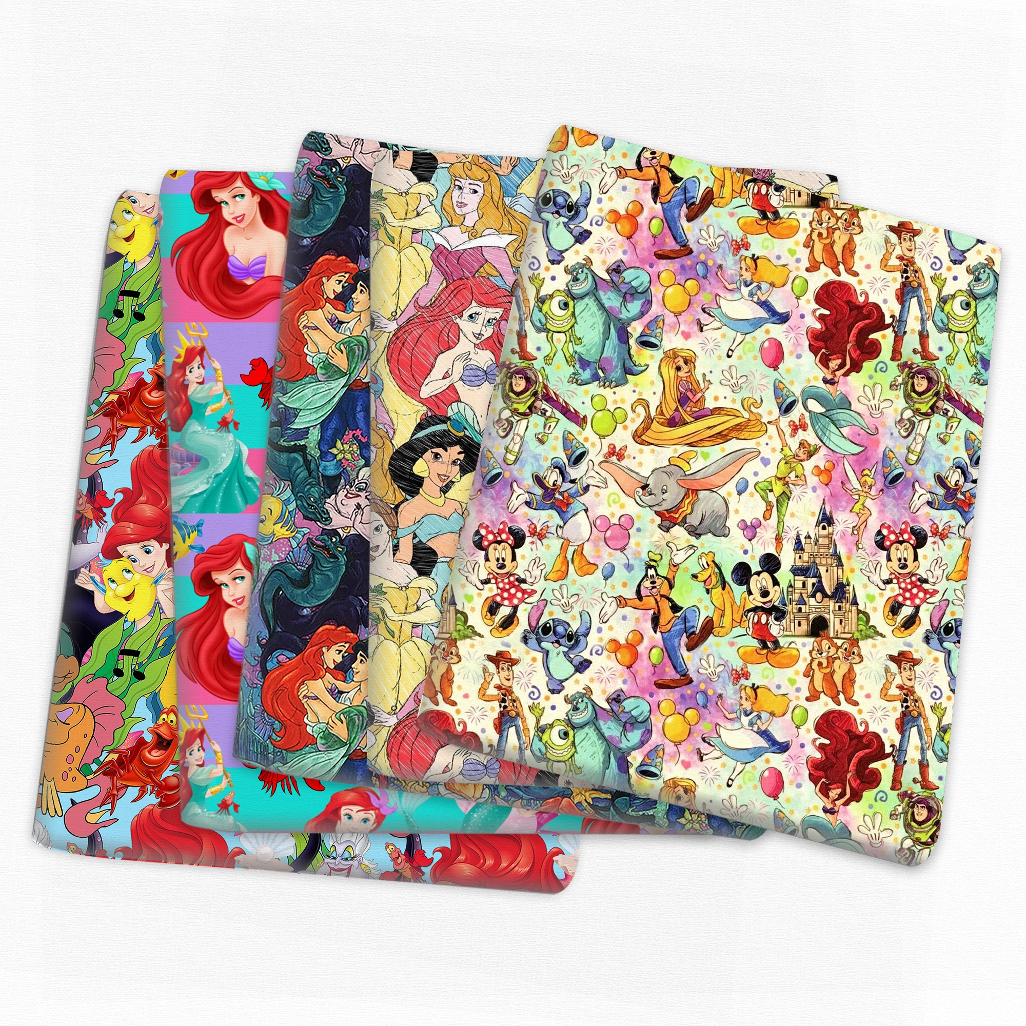 Disney Princess Mermaid Ariel 50*145cm Polyester Cotton Fabric Sewing Quilting Fabric Needlework Material DIY Handmade