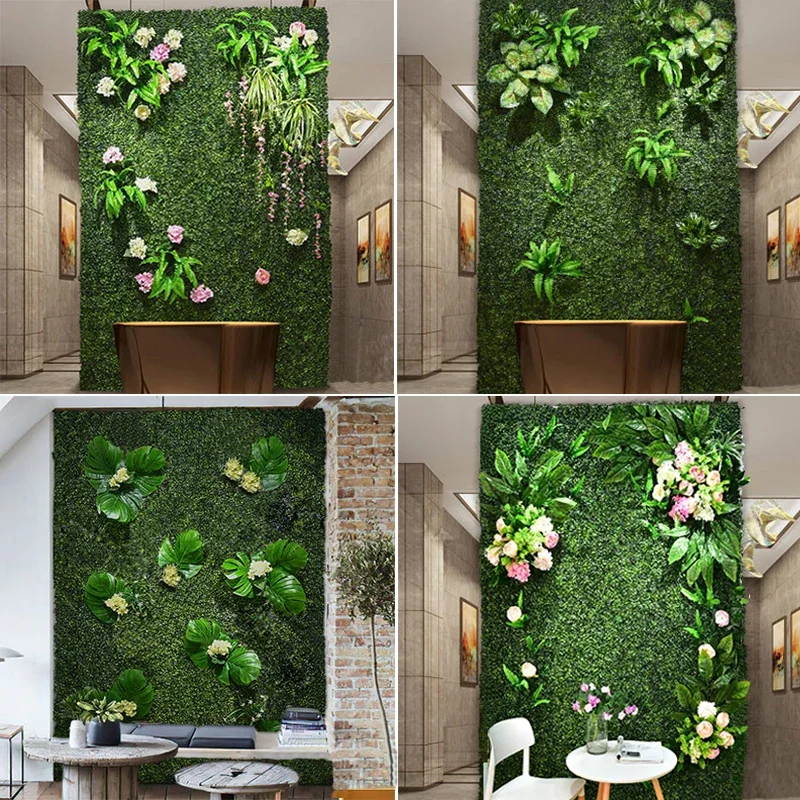 Artificial Plant Wall Lawn Wedding Background With DIY Outdoor Lawn Green Plastic Garden Hotel Home Decoration Grass Flower Wall