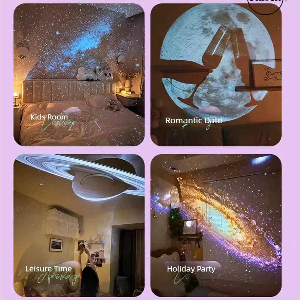 12 IN 1 Galaxy Star Projector with Bluetooth Speaker 360° Rotation Starry Sky Projector Night Light for Kid Gift Room Decor Lamp