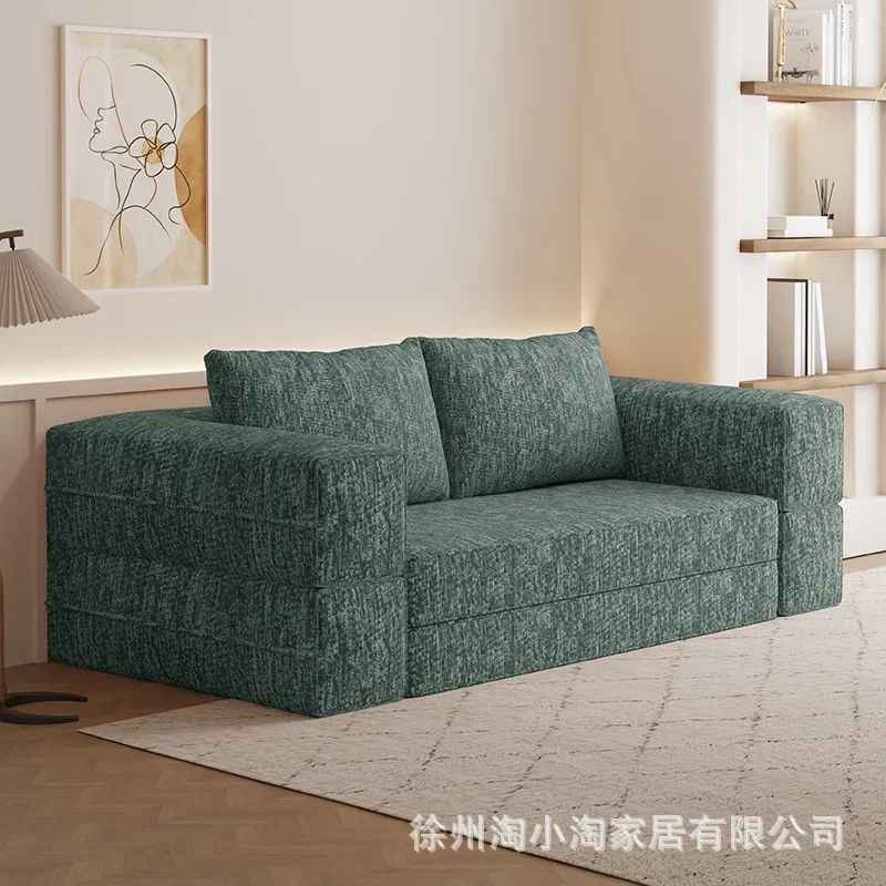 d3 vacuum compression retro fabric sofa bed folding dual-purpose small apartment living room lazy leisure module sofa
