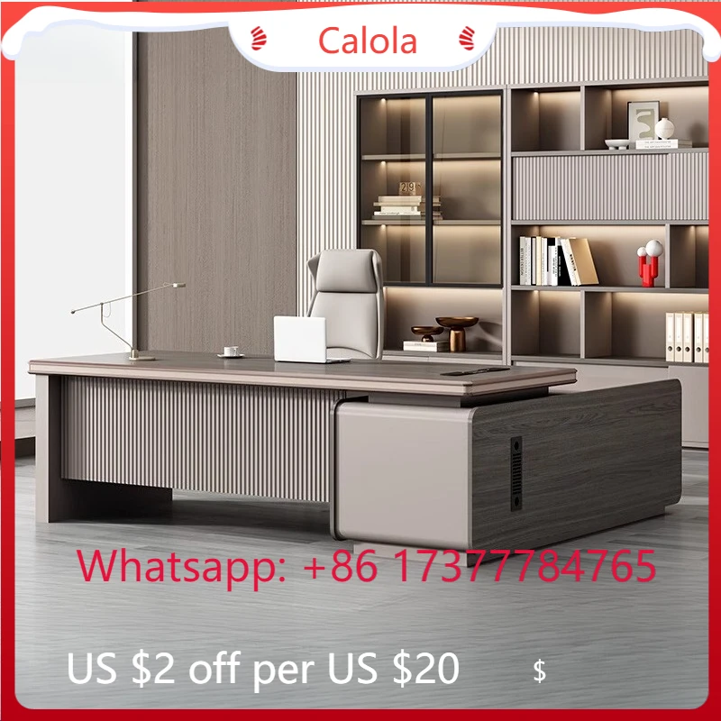 L Shaped Modern Office Desk Standing Workstation Boss with Organizer Home Furniture