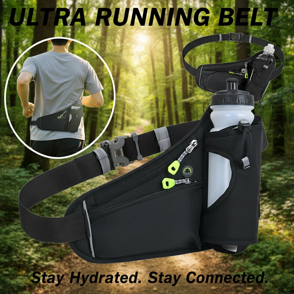 

Adjustable Sports Fanny Pack Multifunctional Outdoor Running Waist Bag with Water Bottle Holder for Hiking Cycling Fitness