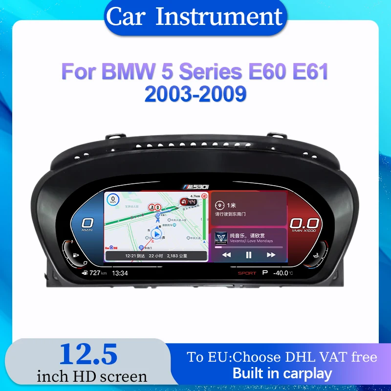 Digital Cluster Virtual Cockpit M Sport For BMW 5 E60 E61 E63 E64 2003 - 2009 Car Multimedia Player Dashboard Speed Meter