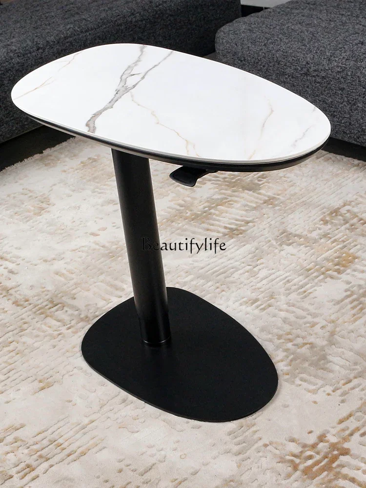 

01Italian Stone Plate Side Table Lifting Mobile Sofa Design Light Luxury Modern Living Room Coffee Table