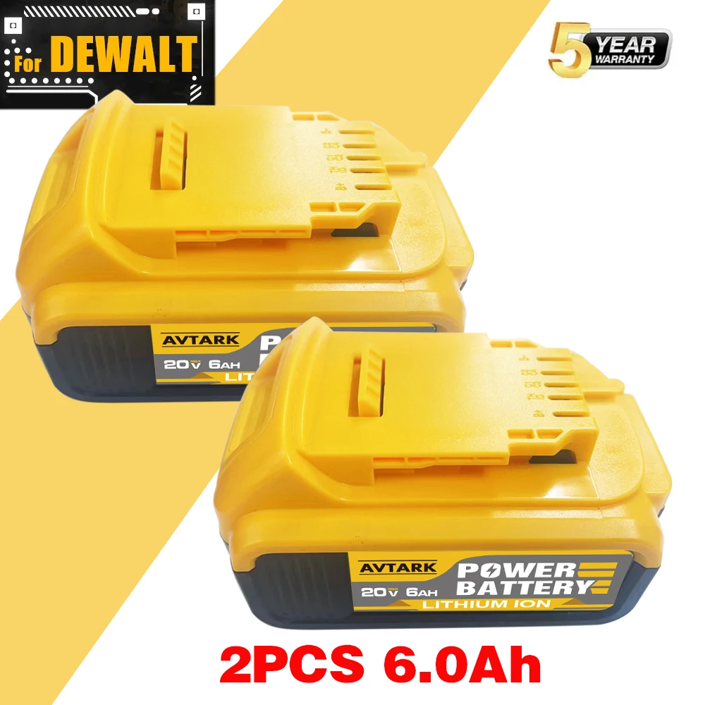 20V 12Ah MAX Lithium Battery Power Tool Replacement for DeWalt DCB184 DCB181 DCB182 DCB200 20V 5A/6A/8A,18V 20V Lithium Battery