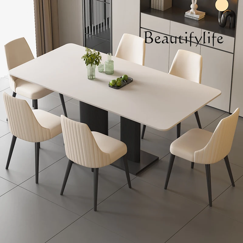 

Italian Rock Slab Dining Table Modern Simple Comfortable Adult Romantic Table Designer Reception Muebles Salon Furniture