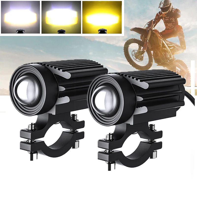 

Motorcycle Driving Lights Mini LED Headlight Fog Lights Super Bright Amber White Aux Spotlight For Motorcycle Truck ATV SUV Car