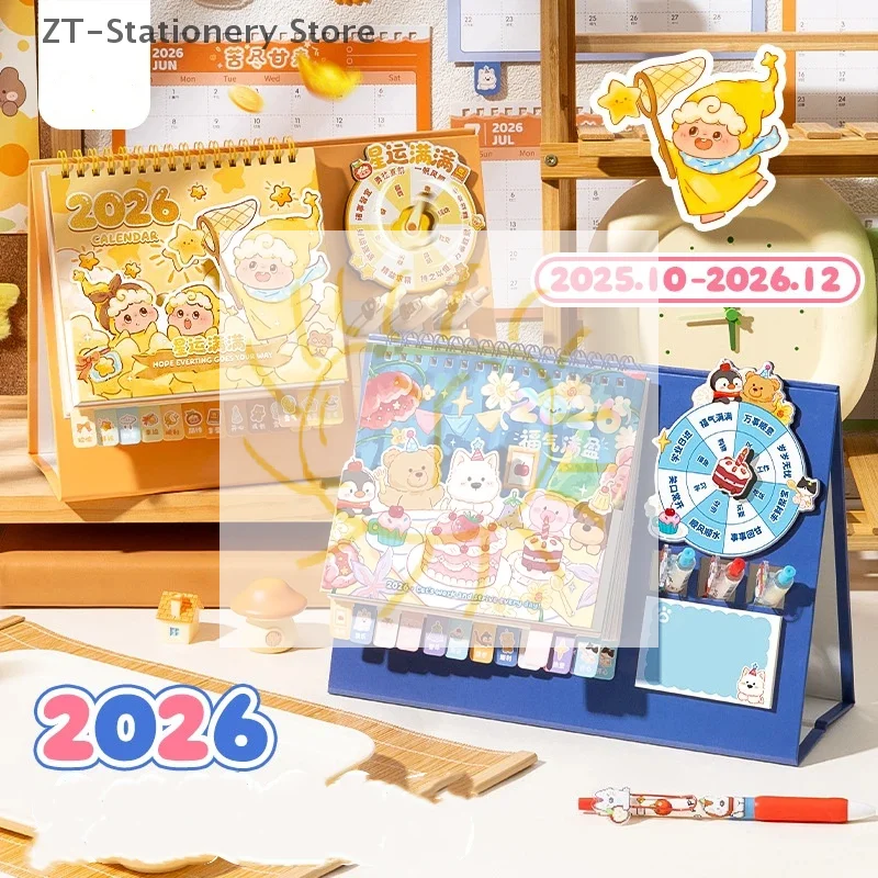 

Настольный календарь 2026: многофункциональный 3D-планировщик с вращающимся изображением лошади, для детей, женщин, декора офисного стола, подарок