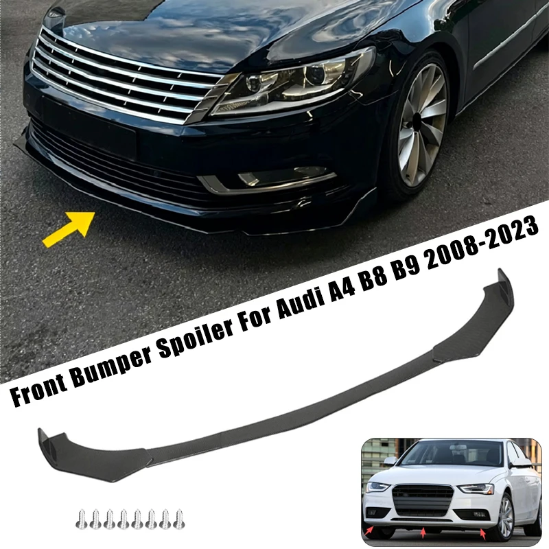 Sport Front Bumper Splitter Spoiler Lip For Audi A4 B8 B9 2008-2023 5Pcs Adjustable Sectional Car Exterior Tuning Body Kit