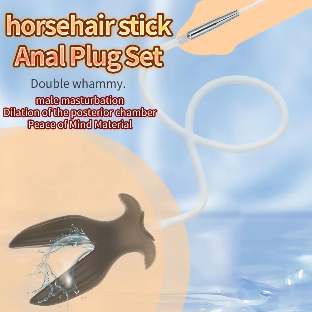 2-in-1 Hollow Horse Eye Stick Butt Plug Urethral Dilator Dick Enhancement Prostate Massage Anal Plug Male Masturbator Sex Toys