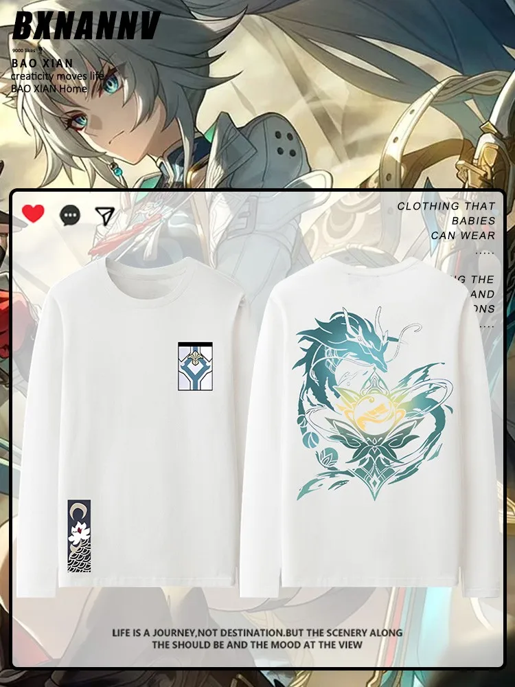 

Мужская футболка с длинным рукавом из чистого хлопка, базовый слой, для осени, приталенный крой, с принтом, молодежная, дышащая, с круглым вырезом