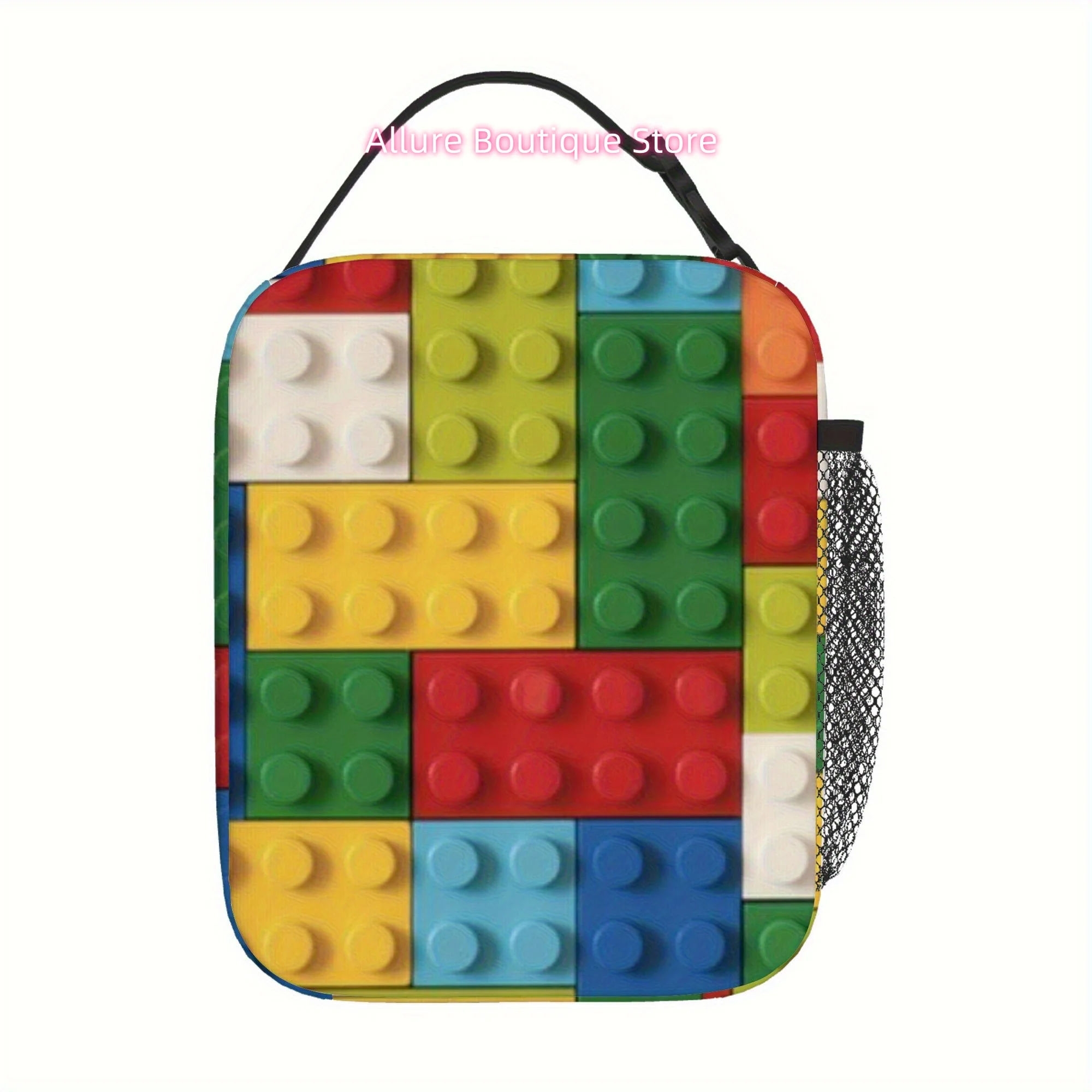 1pc a Thermal Bag Featuring a Colorful Building Blocks Design, Suitable for Insulation. It Is Not Intended for Direct Food Conta