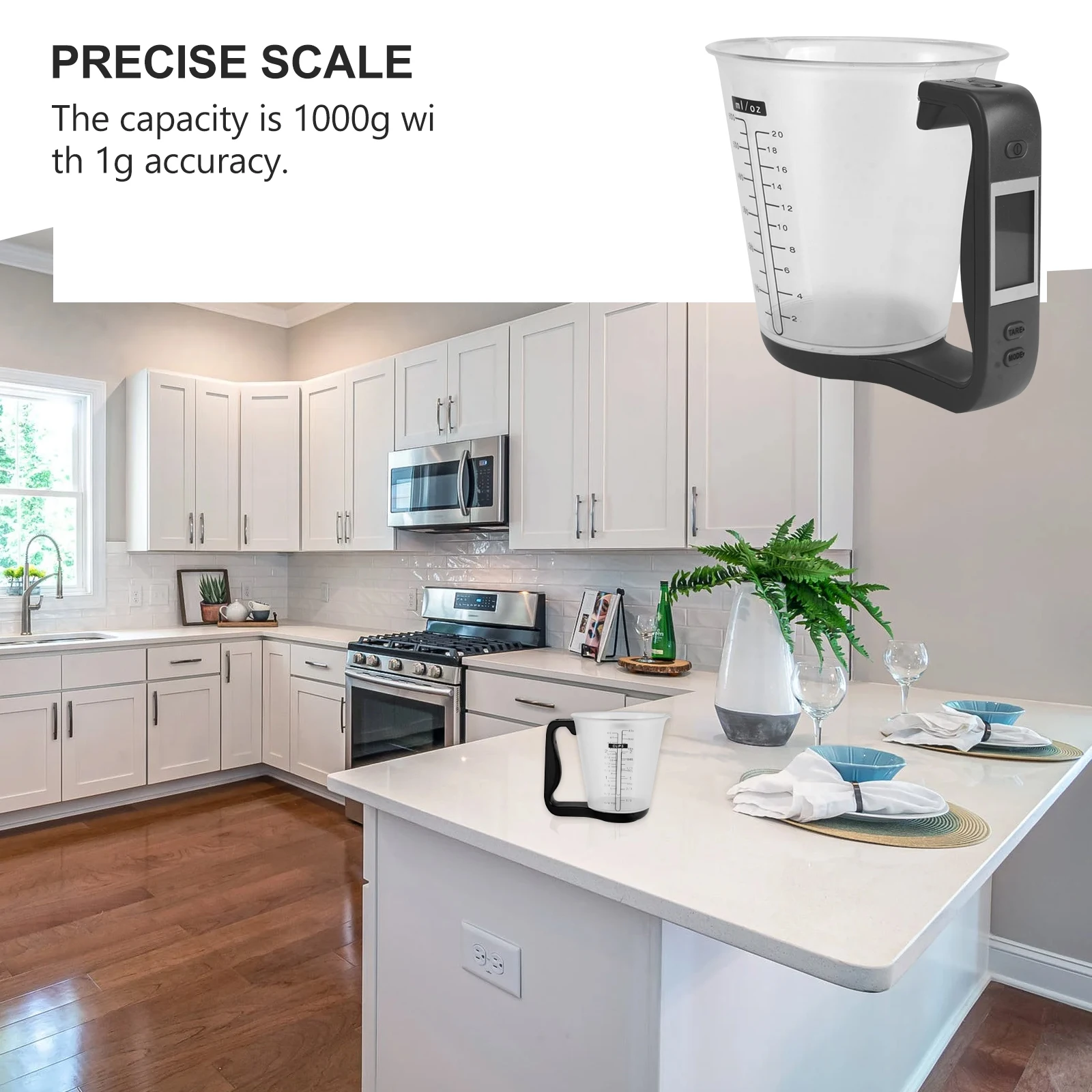 

Digital 1000G 1G Measuring Cup Lcd Display Kitchen Scale Weight Cup For Milk Powder Coffee Beverage Pharmacy Use Black