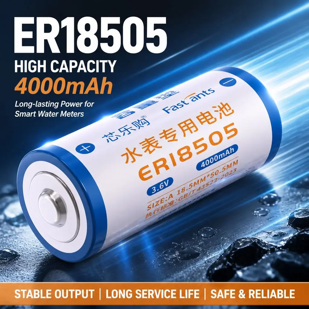 10pcs 3.6V ER18505 Li-SOCl2 Battery Wide Temperature Power Source with Connector for IoT Devices Flow Meters and Security Alarms