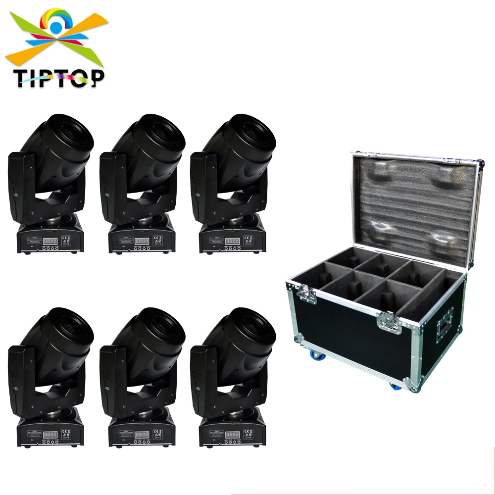 

Freeshipping 6IN1 Flightcase Pack 60W Led Moving Head Spot Light Auto, Sound, DMX, Master/Slave 4 Button LCD Display 100V-220V