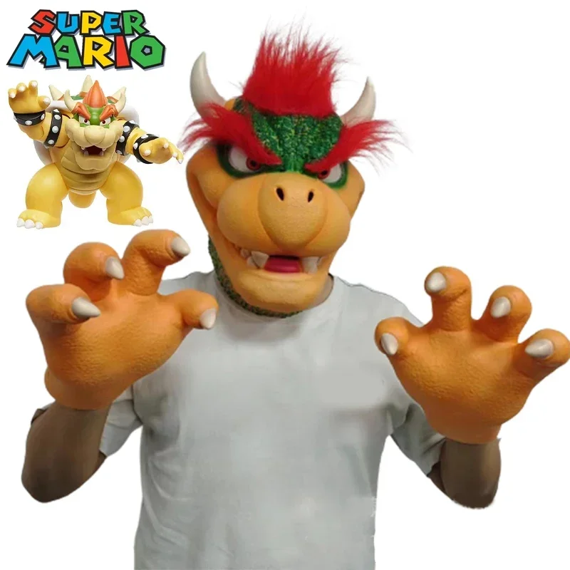 Super Mario Bowser Cosplay Props Latex Face Mask Anime Halloween Party Masks Gloves Props for Adult Costumes Accessories Gifts