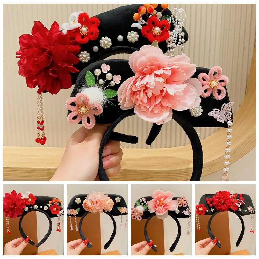 Chinese Style Ancient Royal Court Queen Princess Headband Children Headdress Traditional Hanfu Crown New Year Hair Accessories