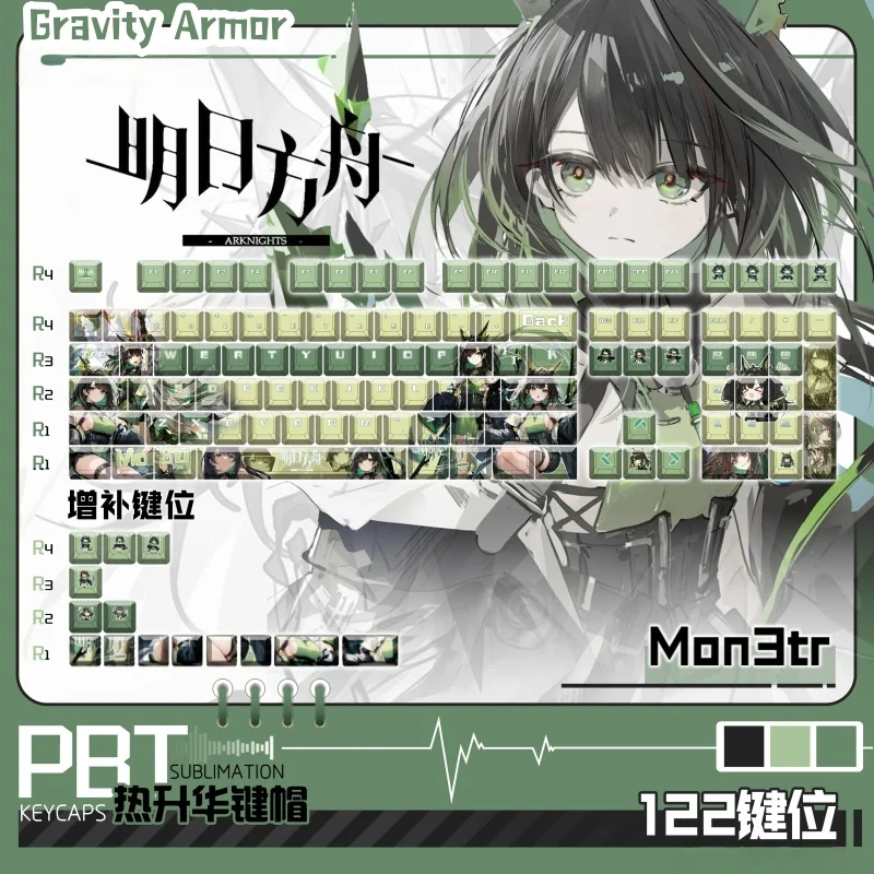 

Лидер продаж, колпачки для клавиш с тематикой игры Arknights Mon3tr, 122-клавишный вишневый профиль, механическая клавиатура, аниме, мультяшные игры, фестиваль, подарки, колпачки для ключей