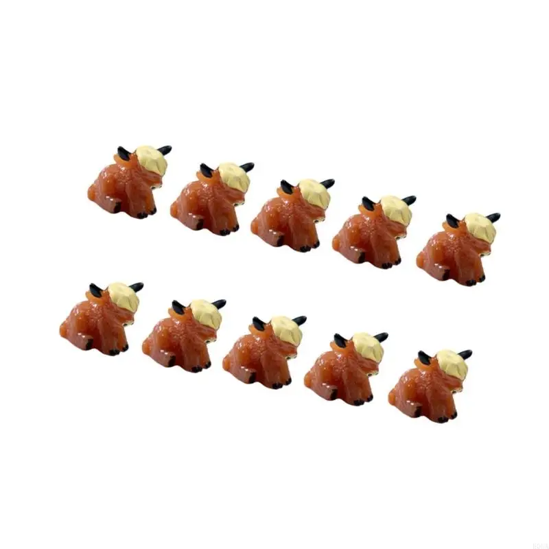 Tiny Cow Figures Faerie Garden Accessories Mini Resins Highlands Cow Figurines 