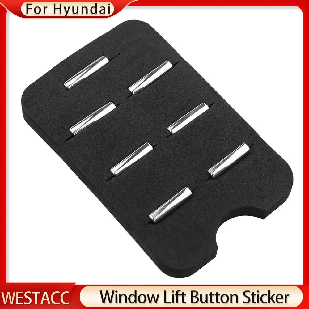 Car Window Lift Switch Button Sticker Sequin Trim for Hyundai Accent Solaris 2016 - 2020 7Pcs ABS Chrome Cover Accessories