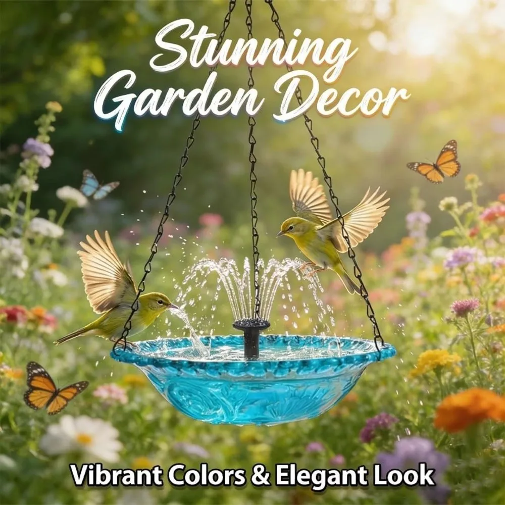 

Трехслойный солнечный фонтан-водопад для птиц, легкоочищаемый, подвесной, с насосом на солнечной энергии, чаша для купания птиц