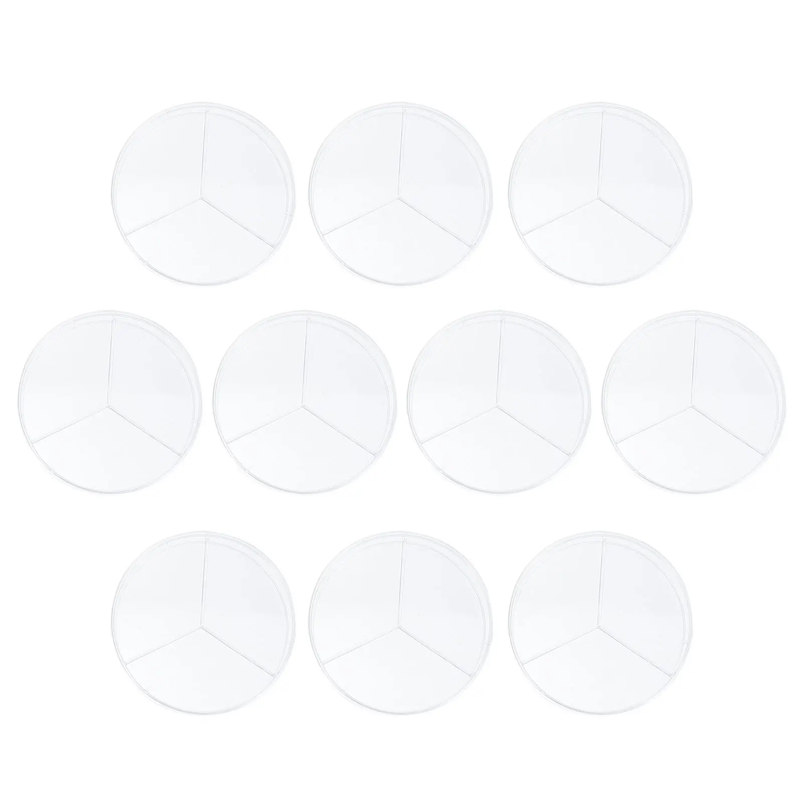 10 stks Bacteriële Cultuur Petrischalen Drie Compartimenten Transparante Plastic Set Voor Lab Wetenschapsexperimenten Biologie Studie