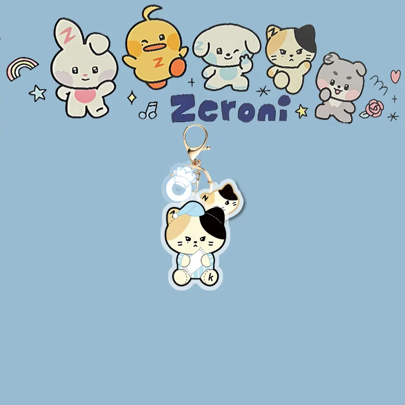 Kpop ZB1 ZERONI Cartoon Acrylic Keychains Zhanghao Hanbin Gyuvin Yujin Kawaii Animals Keyring Backpack Accessories Fasn Gifts