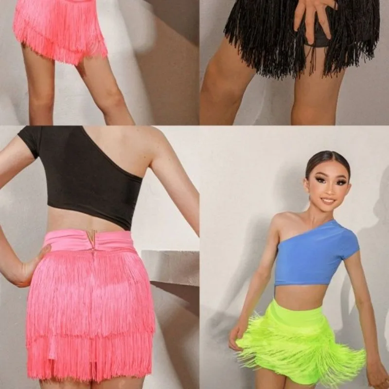 

Индивидуальная полуюбка ZYM с зашифрованной кисточкой, детская юбка для латинских танцев для девочек, тренировочная одежда для взрослых, ча-ча, самба, румба