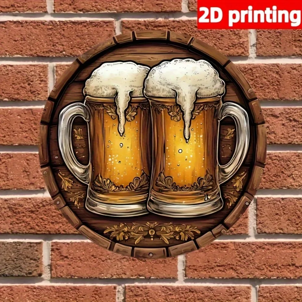 Vintage Retro Aluminum Wall Art 20x20cm Waterproof Durable Beer Decor For Home Office Living Room Bedroom Patio Yard Hanging
