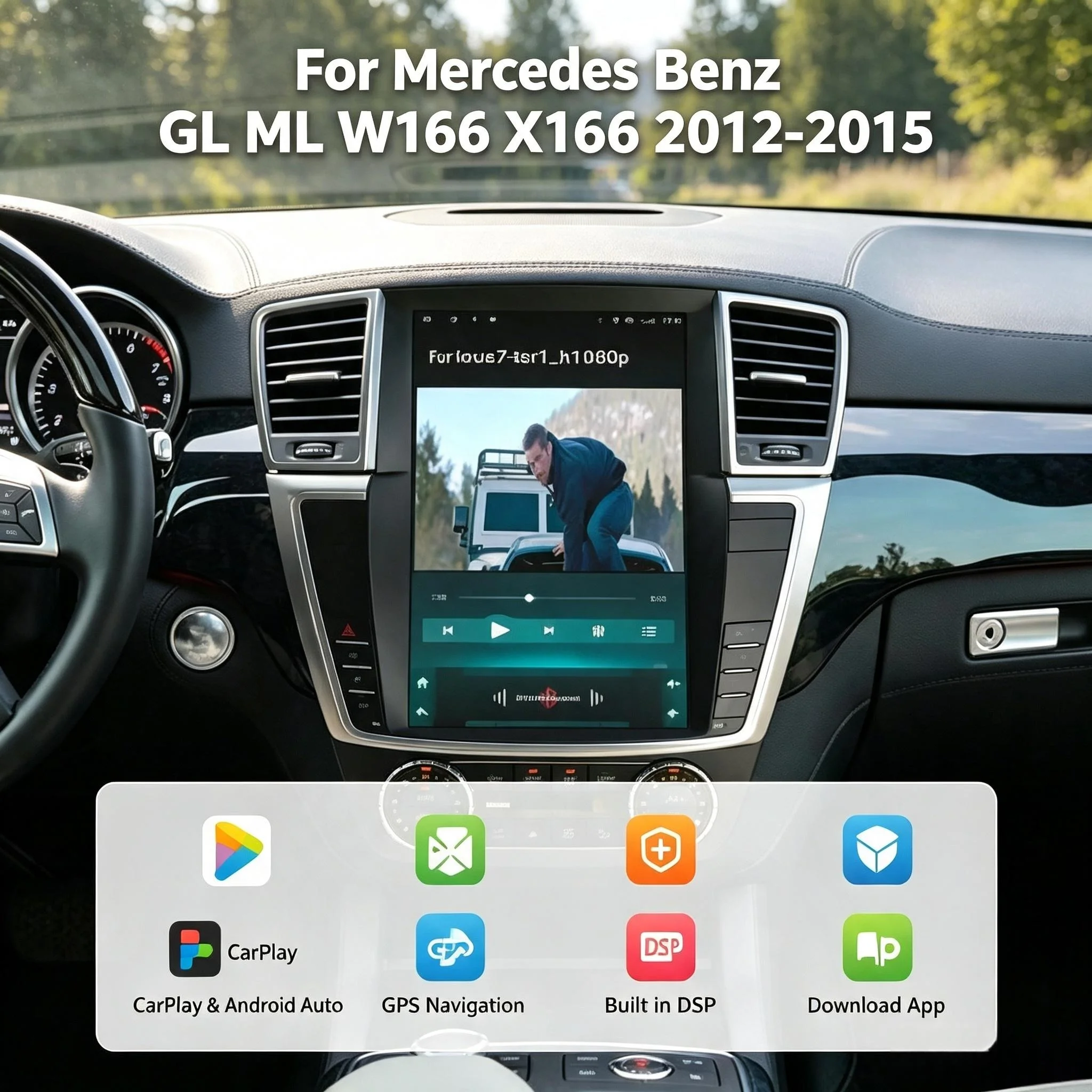 Android 14 Carplay Auto Car Radio For Mercedes Benz ML W166 GL X166 ML300 ML350 ML400 ML550 GL350 GL400 Screen Multimedia Player