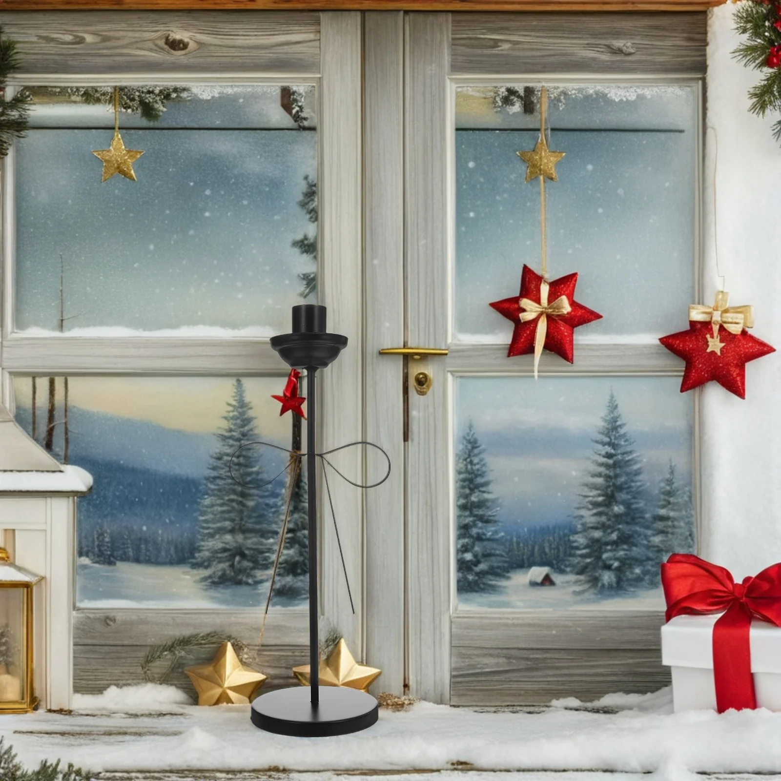 

Black Taper Holder Vintage Iron Rustic Tabletop Decor For Weddings Christmas Centerpiece Dining Room Home Festive