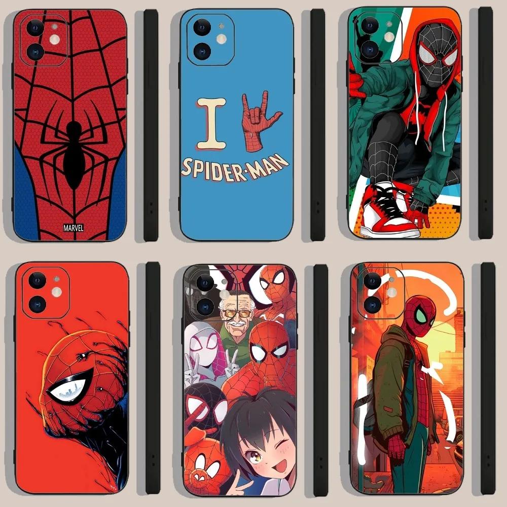 M-Marvel S-Spider-Man Phone Case For Iphone 15 11 13 14 Pro Max 7 8 Plus X Xr Xs Max Se2020 12mini Cover Case