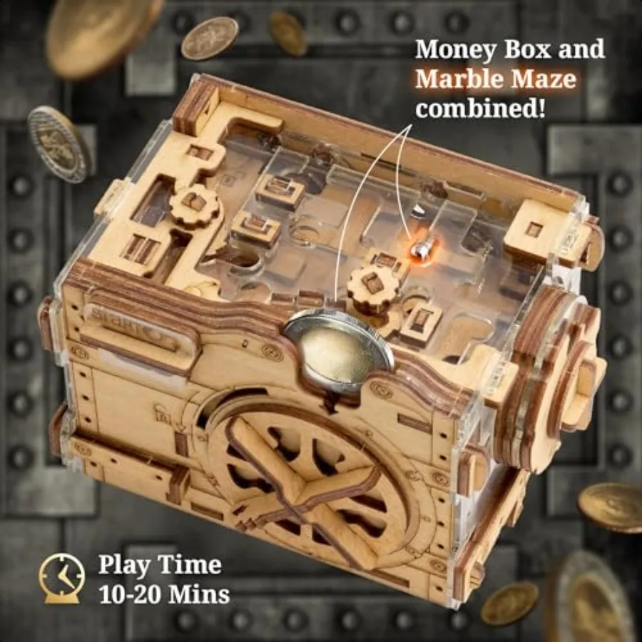 AMazeing Safe Marble Run Money Puzzle Box Confezione regalo ingannevole Puzzle 3D per adulti Escape Room Gioco Rompicapo Compleanno Gif