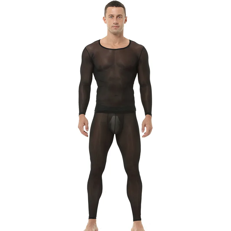 

2025 Summer New Men's Ice Silk Sheer Sexy Tight-Fitting Base Lightweight And Breathable Layer Sports Quick-Dry Underwear FJ2U