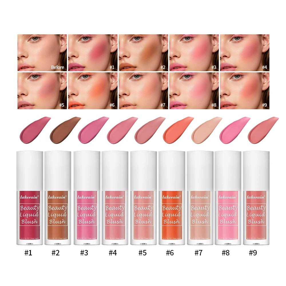 4ml Beauty Liquid Blush Velvet Matte Blusher Pigment do twarzy Trwały wodoodporny naturalny kremowy odcień policzków Pomarańczowy brzoskwiniowy Maquiagem