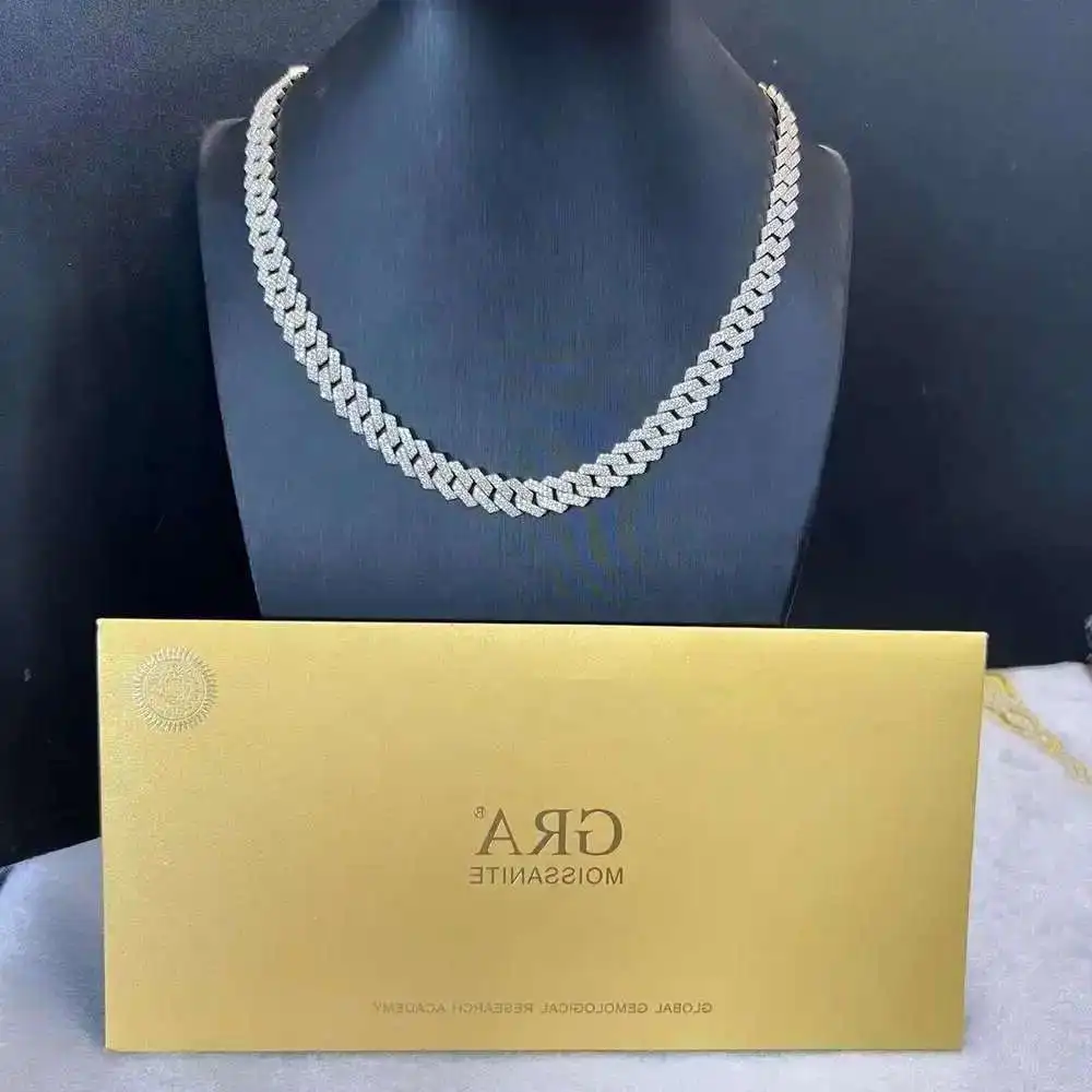 

Pass Diamond Tester 10mm Yellow Gold Hip Hop Cuban Chain Vvs Diamond Moissanite Cuban Chain Mens Rapper Chain Gra Certificate