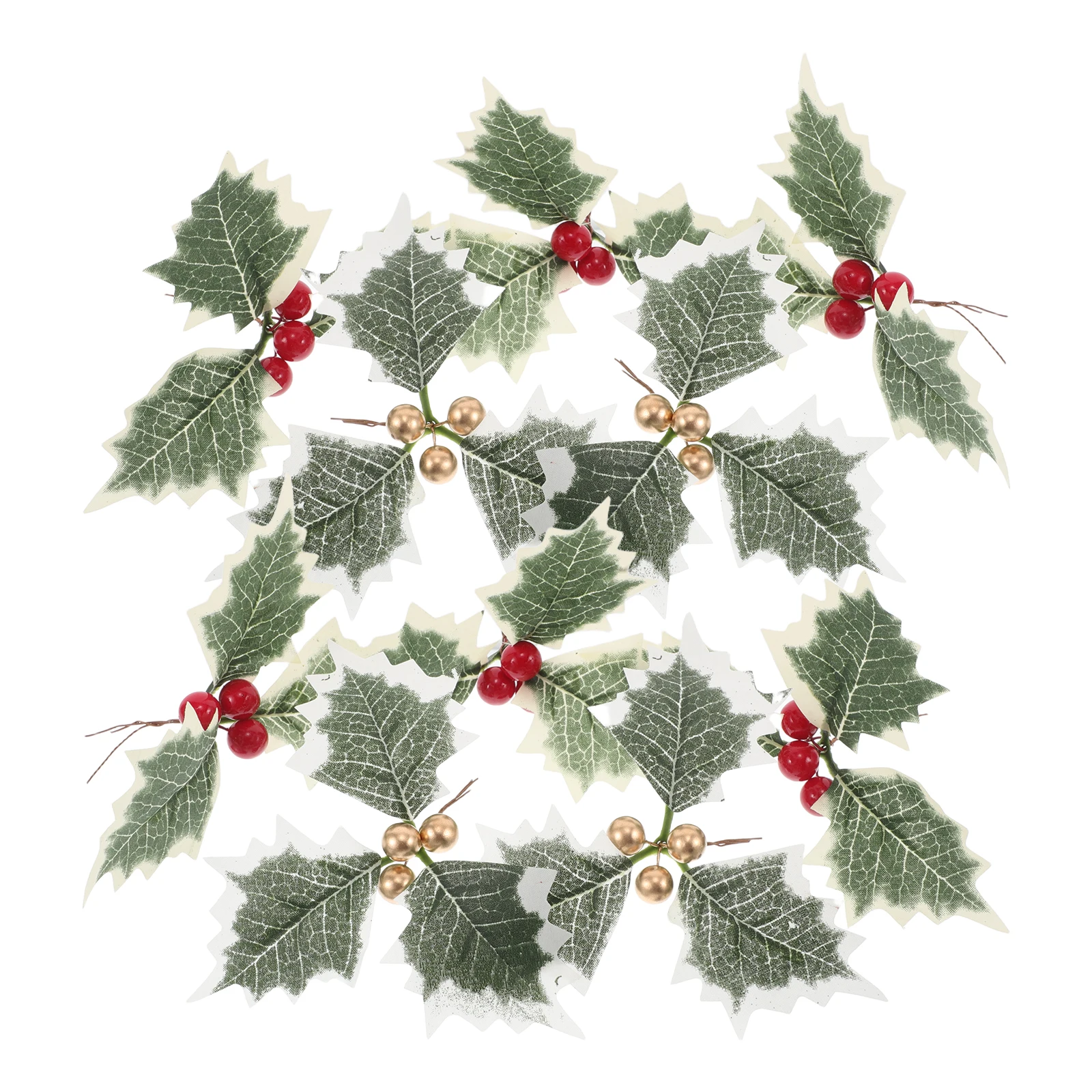 

10Pcs Christmas Tree Garland Accessories Artificial Berry Green Leaf Stem Realistic Xmas Party Home Decoration