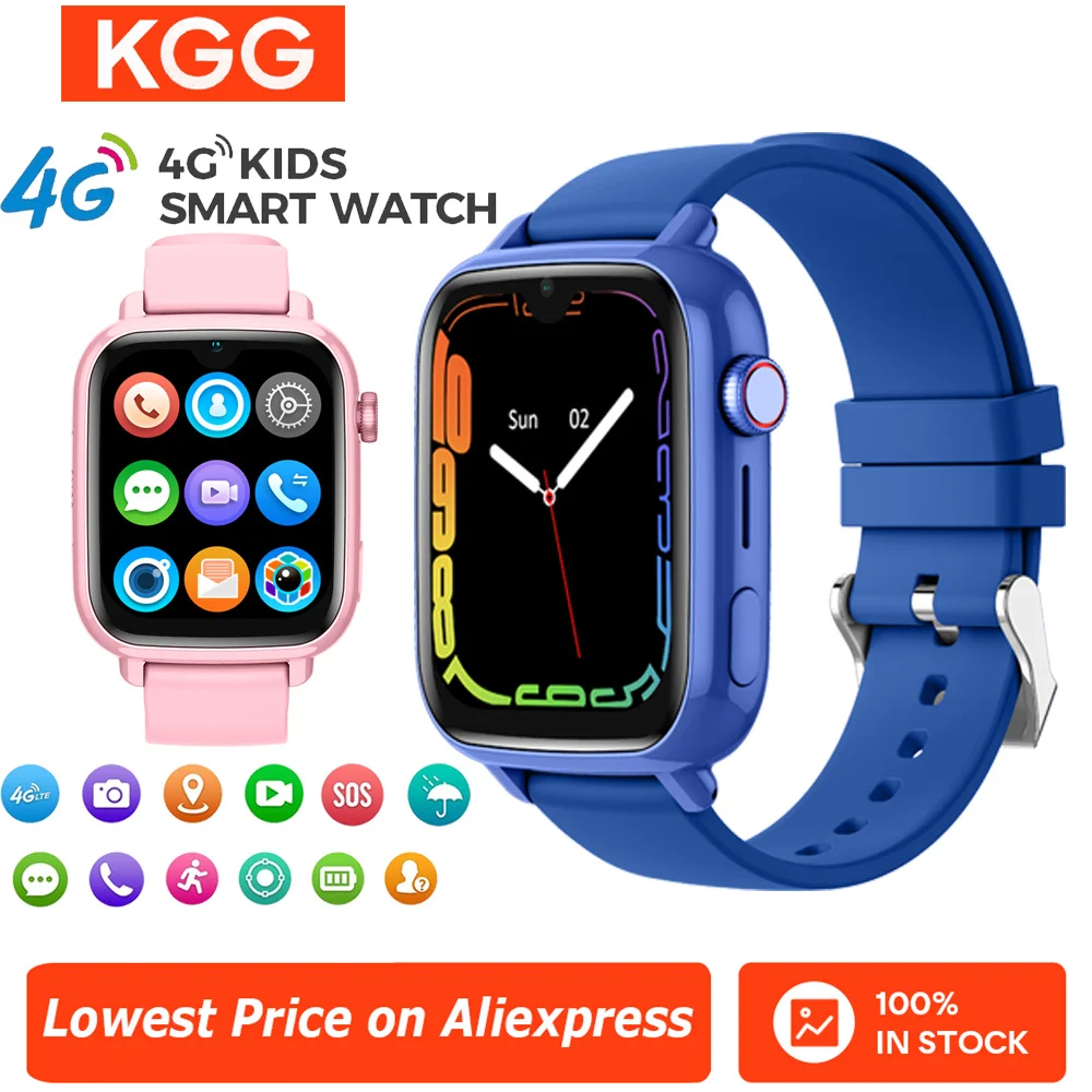 4G Smart Watch Kids Phone Watch APP Download 1G+8G GPS WIFI Video Call SOS Camera Monitor Tracker Location Child Smartwatch Gift