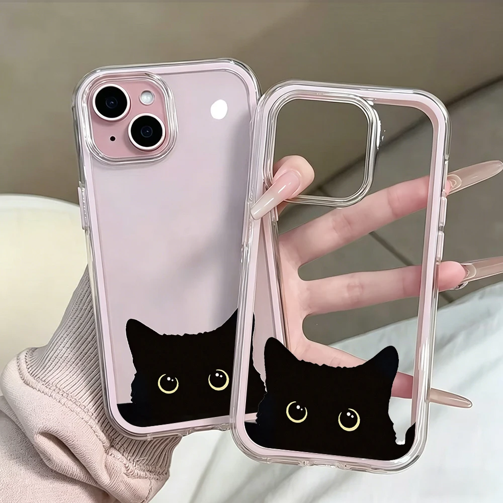 Niedliche schwarze Katzen-Handyhüllen für Samsung Galaxy S26 Ultra S25 S24 edge s22 s23 Plus FE A57 A54 A55 A16 A35 A36 A37 5G Klare Hülle – Detail 6