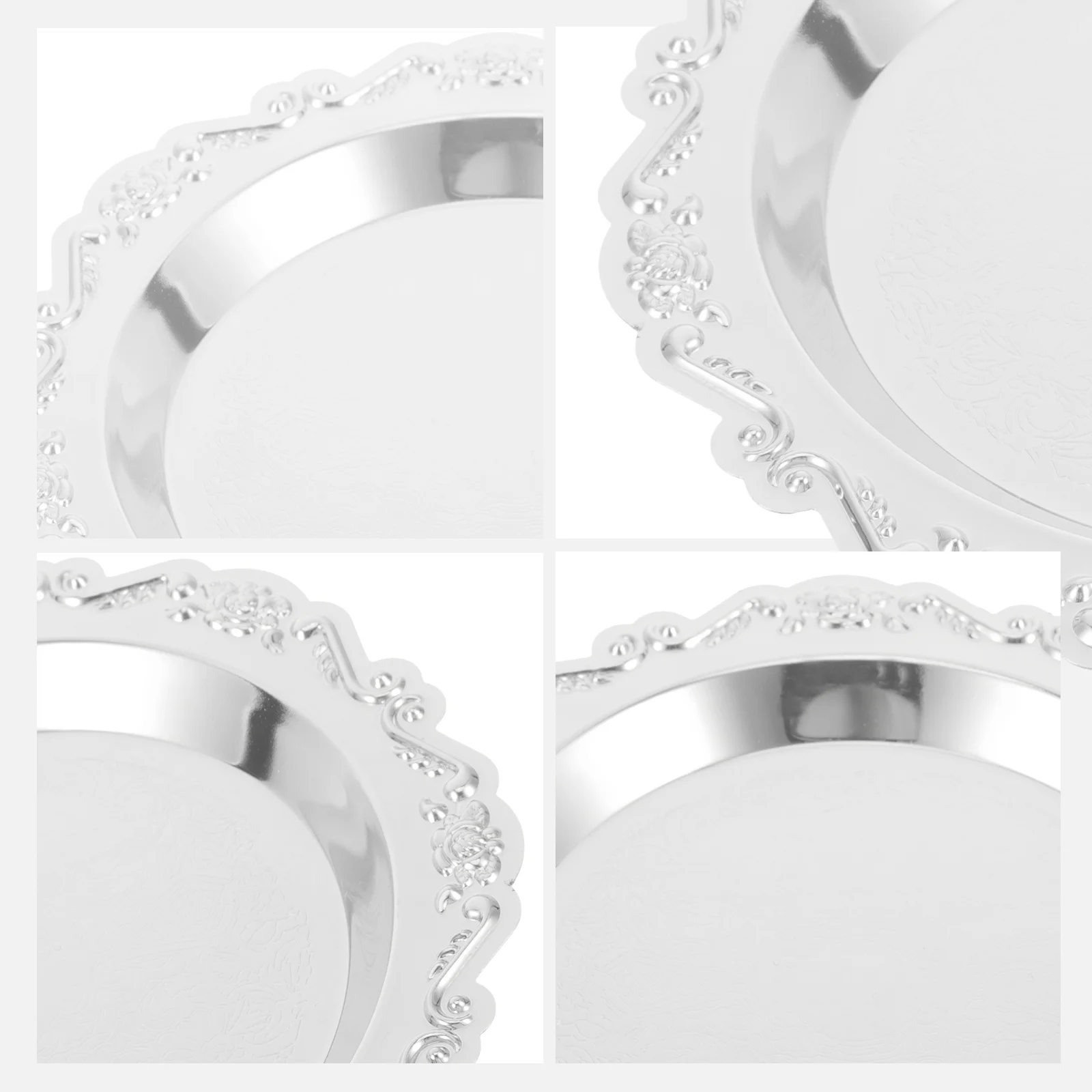 

Delicate Fruit Platter Cake Dessert Plate Silver Eco Friendly Food Safe Decorative Tray for Wedding Party Birthday Tea Party