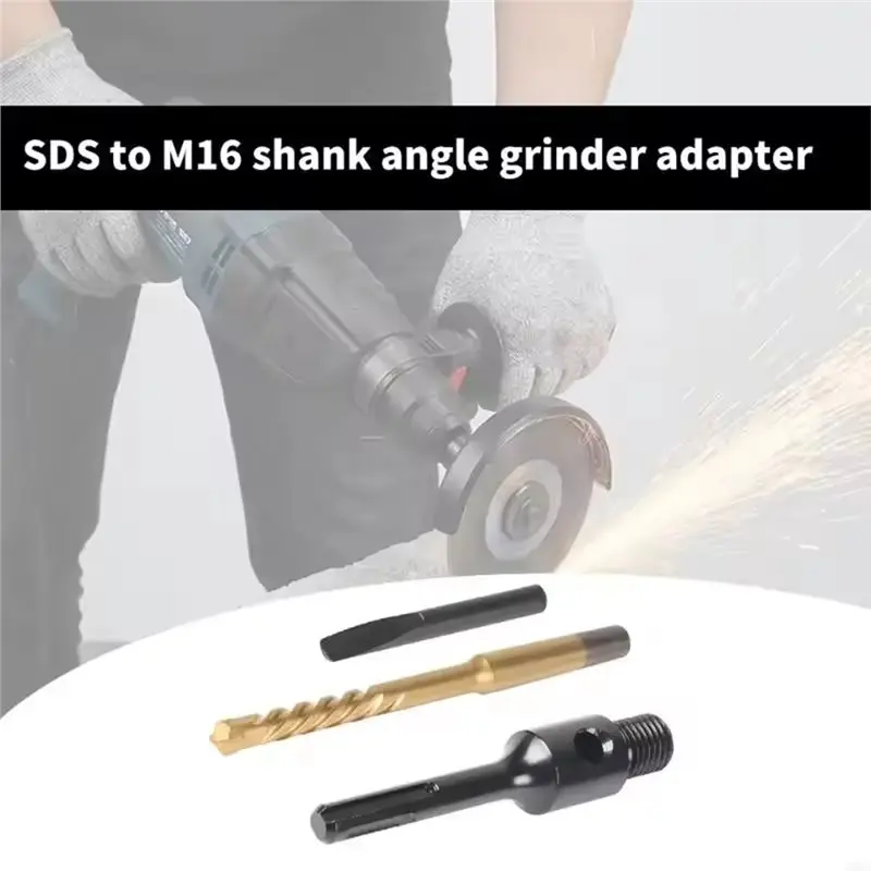 B08B-SDS To M16 Spindle Adapter Set-For Grinding Machines& Rotary Tools Efficient Shaft Components(3Pcs)