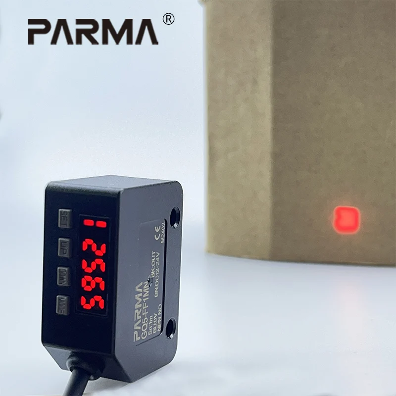 PARMA sensor digital display photoelectric sensor diffuse reflection long-distance adjustable visible red light GQ5-FF1MN