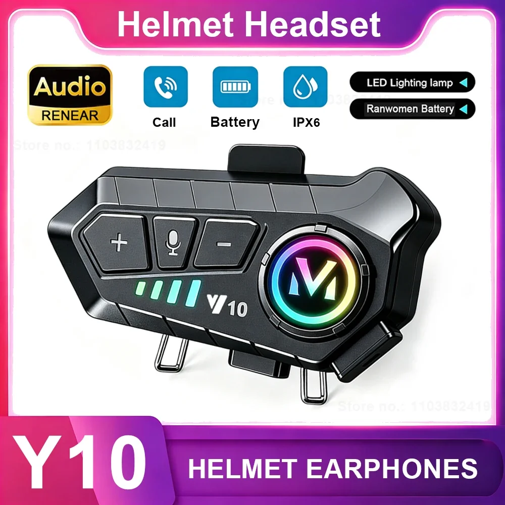 Motorcycle Helmet Headset Earphone Wireless Bluetooth 5.3 Stereo Waterproof For Moto Outdoor Cycling Helmet Headset No Intercom