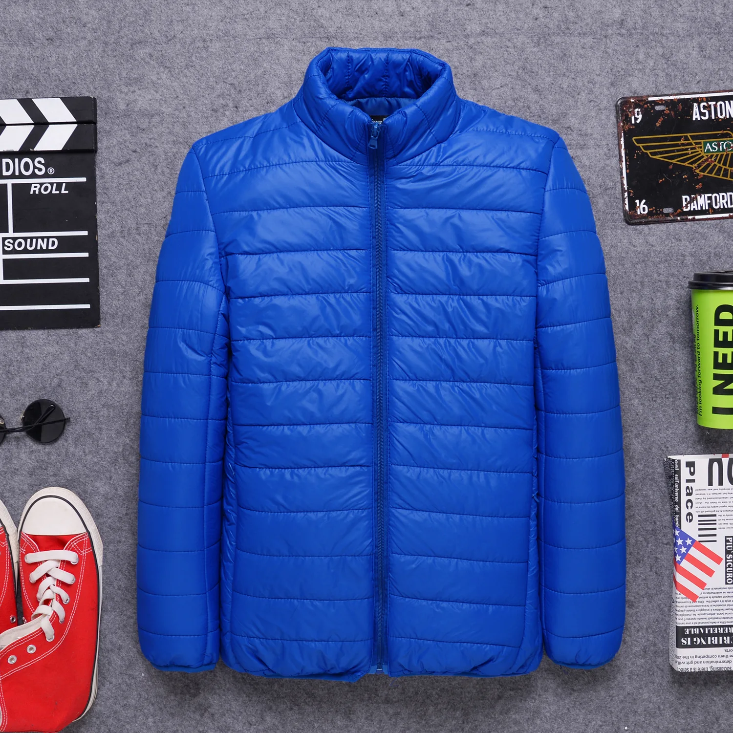 Autumn And Winter Coat Men's Cotton-padded Clothes Short Stand-up Collar Light Bread Men's Jacket