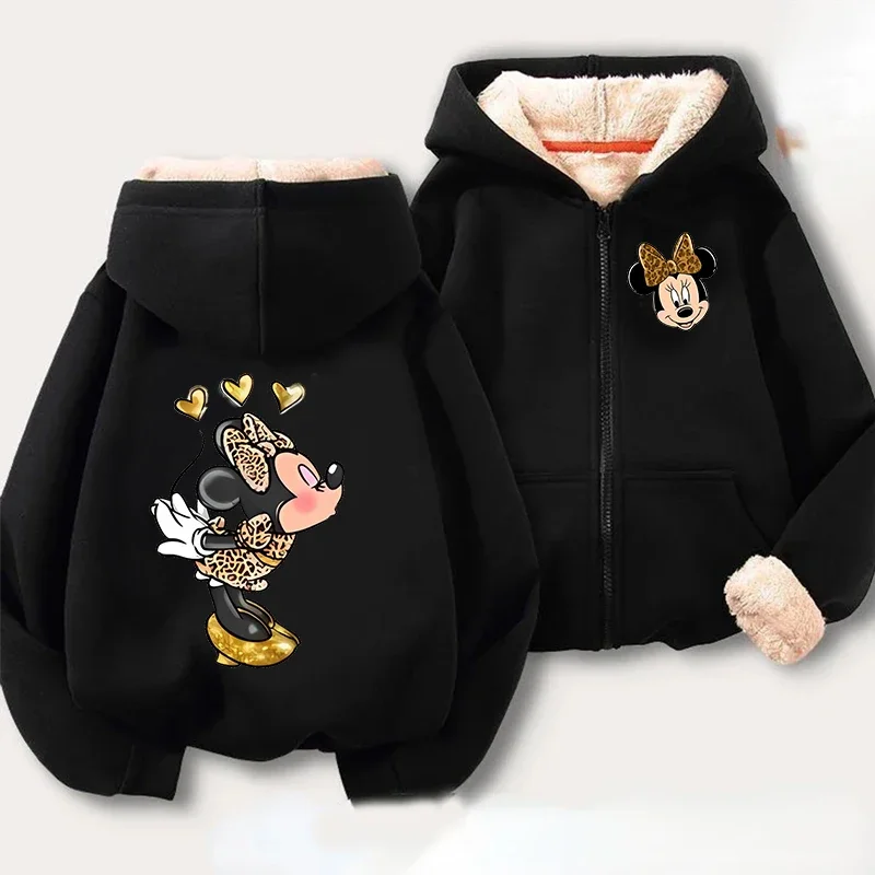 Minnie Mouse Women Zipper Hoodie Sweatshirt Girl Winter Keep Warm Jacket Womens Oversized Thick Streetwear Casual Hoody Coat Top