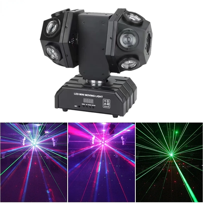 12x10W Super Beam Led światło laserowe ruchoma głowica z podwójne ramię obrotem RGB + czerwony/zielony Laser dla DJ Disco Bar Party KTV boże narodzenie