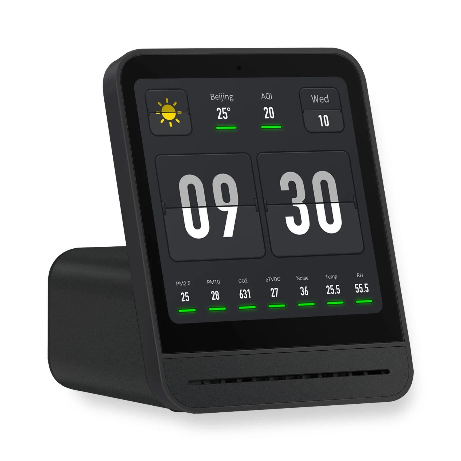 Qingping Luchtkwaliteitsmeter Gen 2, Luchtkwaliteitsmeter voor binnen die PM2.5, CO2, PM10, geluid, temperatuur en vochtigheid detecteert, alarm