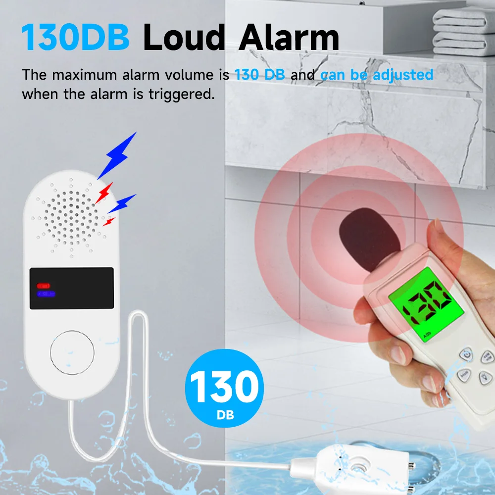 Tuya Wifi Water Leak Detector with Sound and Light Alarm 130dB Tuya Water Leak ZigBee Smart Home Water Alarm Sensor App Control