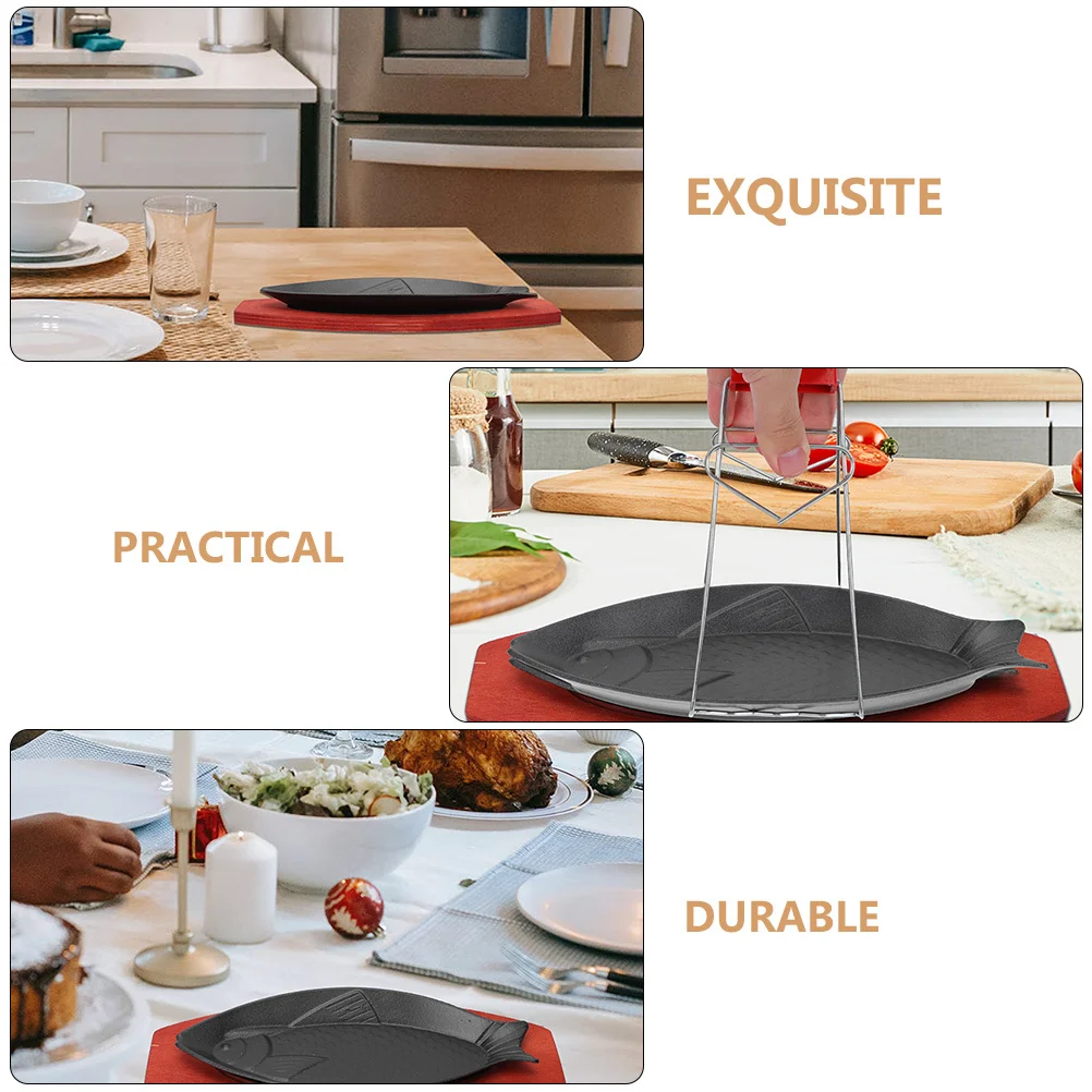 

Fish Pan Western Food Serving Tray Grilling Sizzling Plate Steak Baking Trays Non-stick Steel Metal